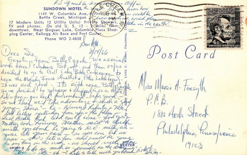 Sundown Motel (Sun Down Motel) - Old Postcard (newer photo)